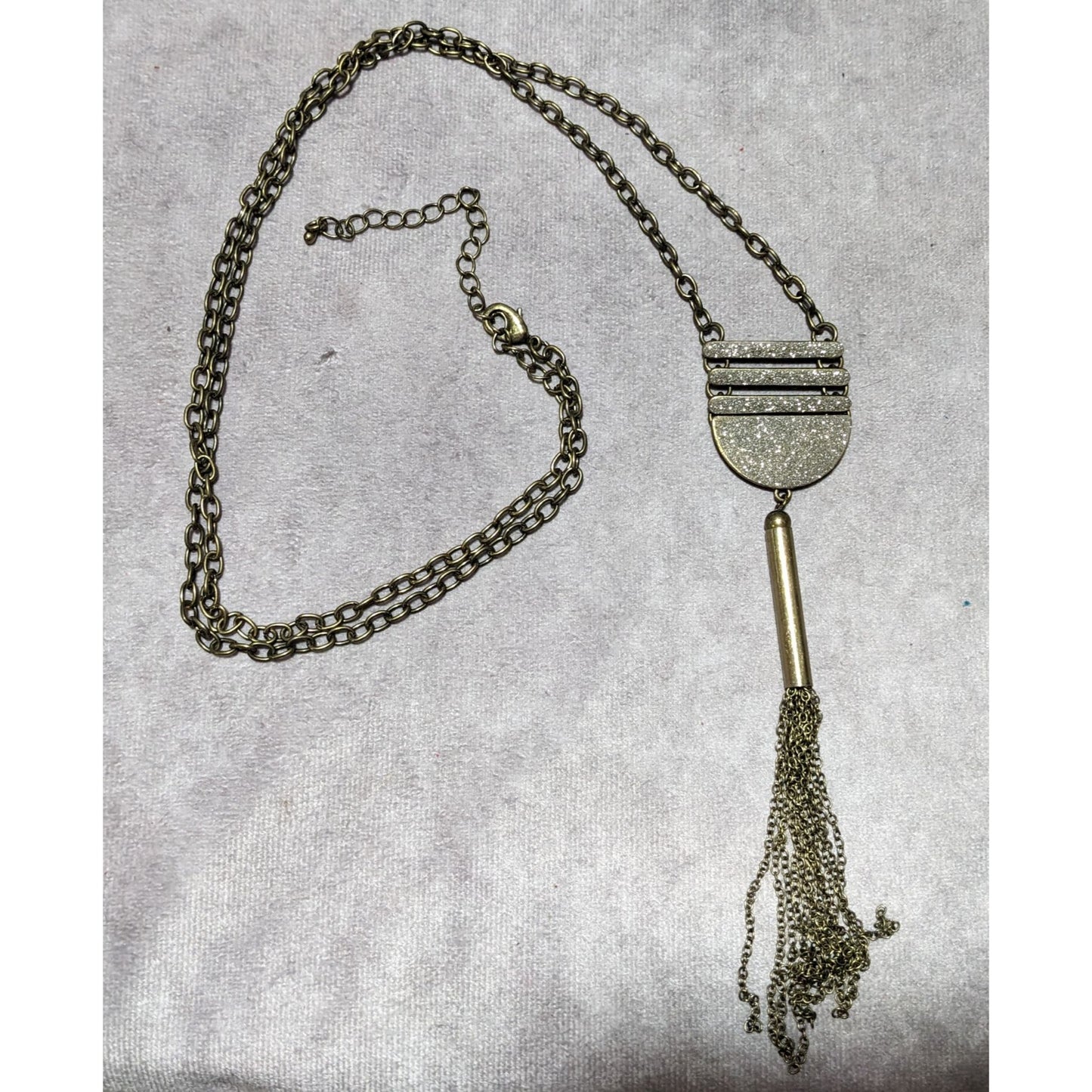 Silver Glitter Tassel Necklace