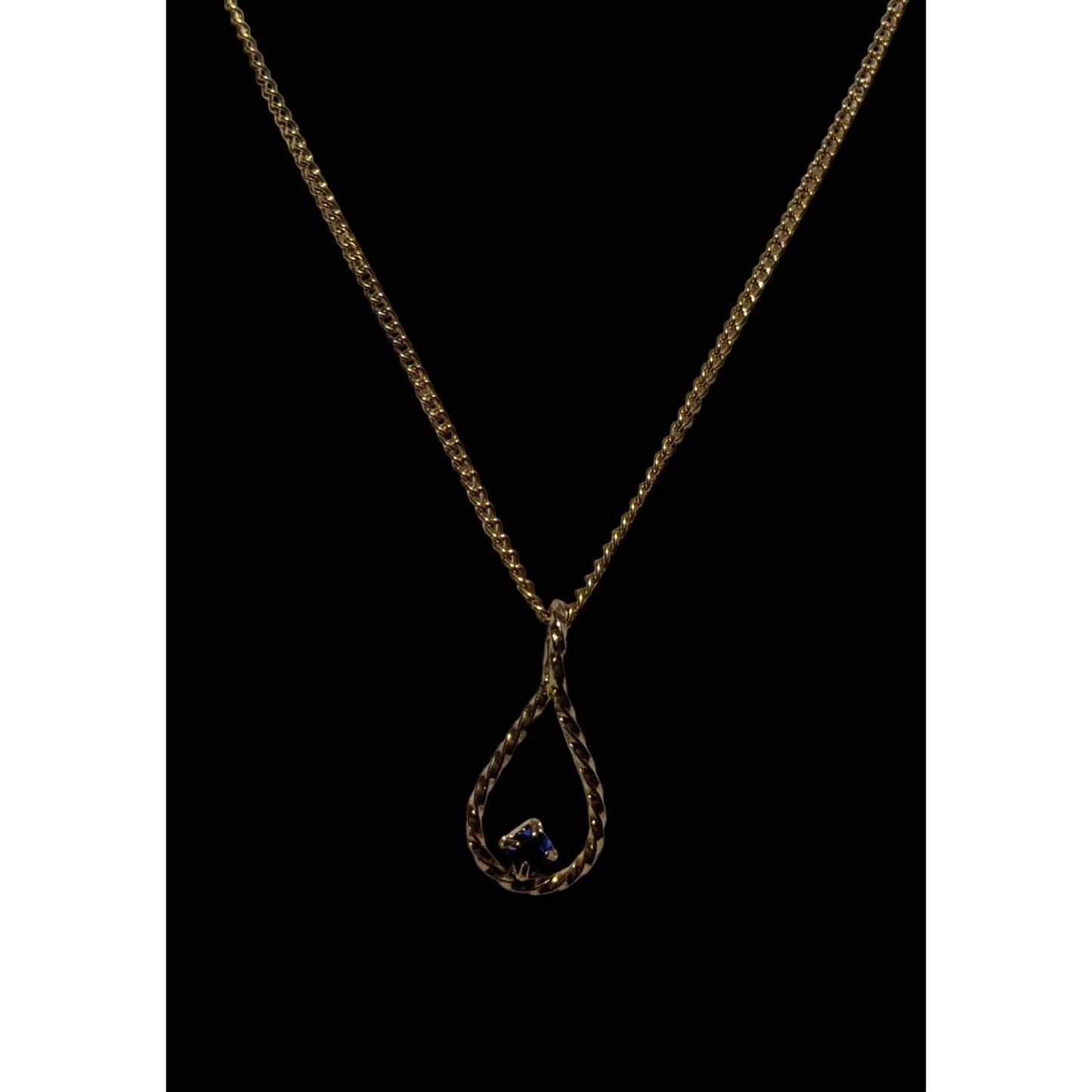 Vintage Blue And Gold Teardrop Lasso Necklace