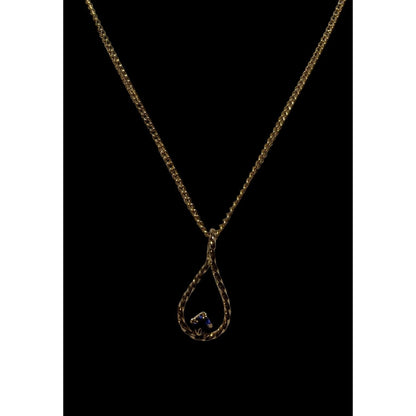 Vintage Blue And Gold Teardrop Lasso Necklace