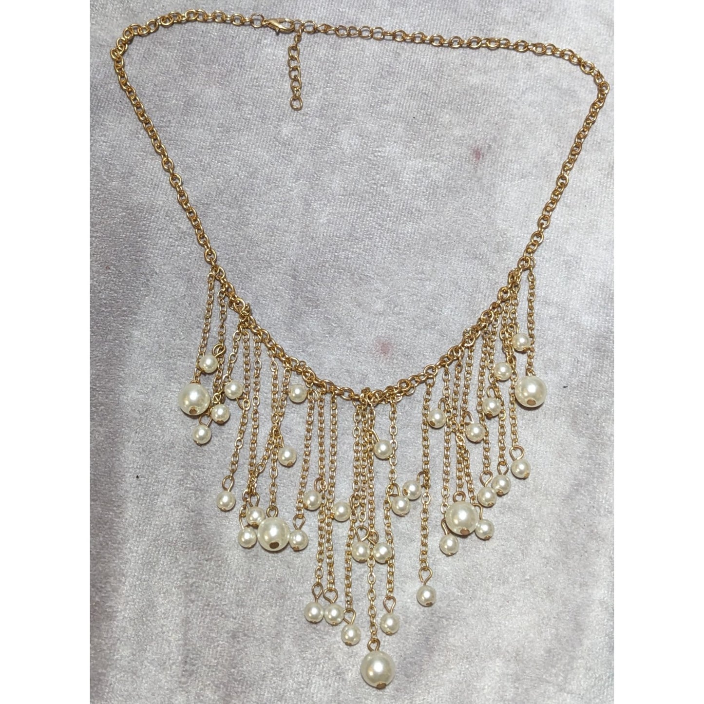 Elegant Glam Gold Chain Pearl Fringe Necklace