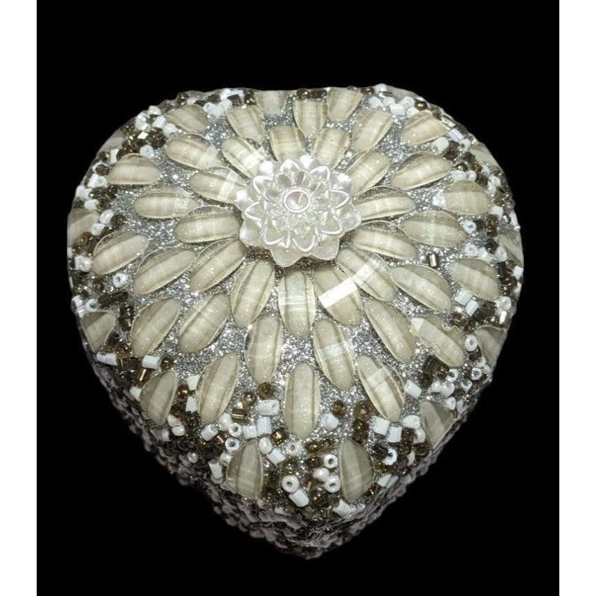 Beaded Heart Trinket Box