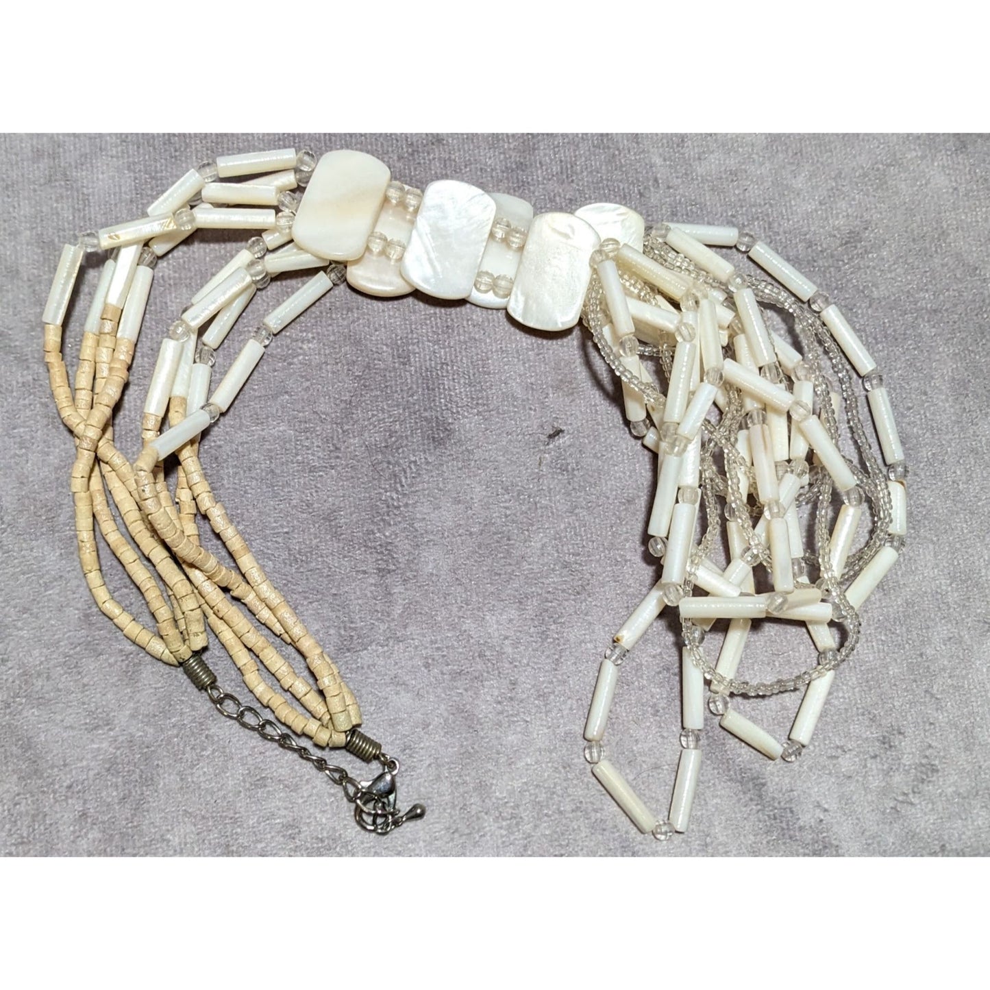 Mother Of Pearl Cream Beaded Shell Necklace