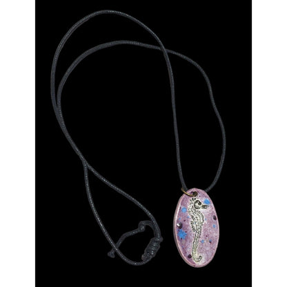 Handmade Purple Ceramic Seahorse Necklace