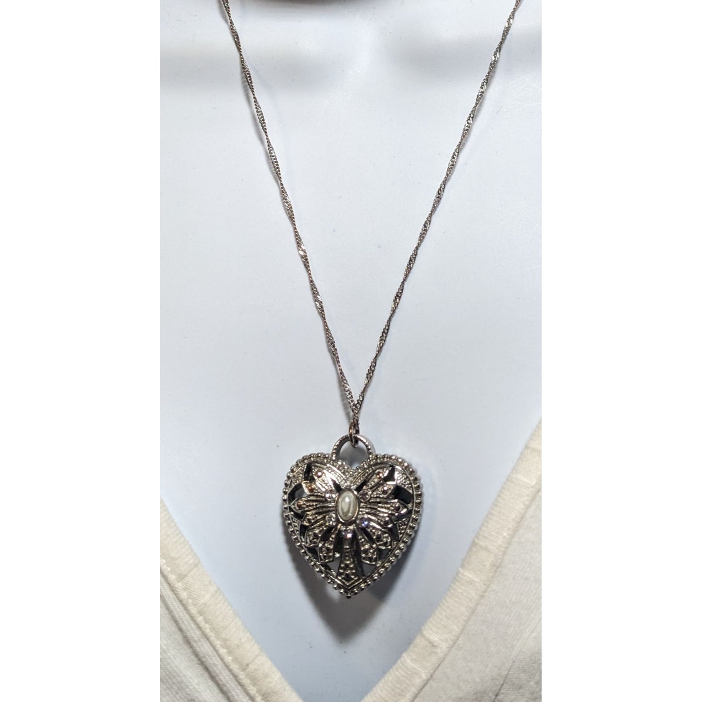 Charming Charlie Puffed Heart Pearl Necklace