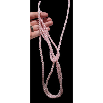 Long Pink Faux Pearl Necklace