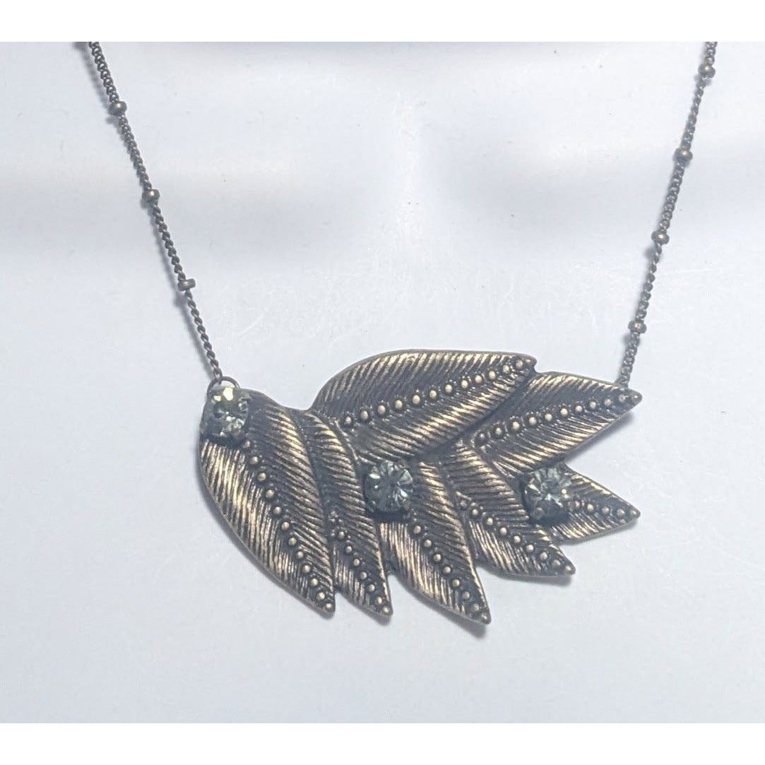 AEO Gold Rhinestone Leaf Necklace