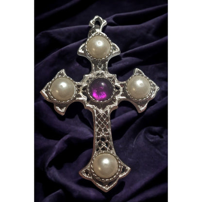 Sarah Coventry Vintage Gemmed Cross Necklace