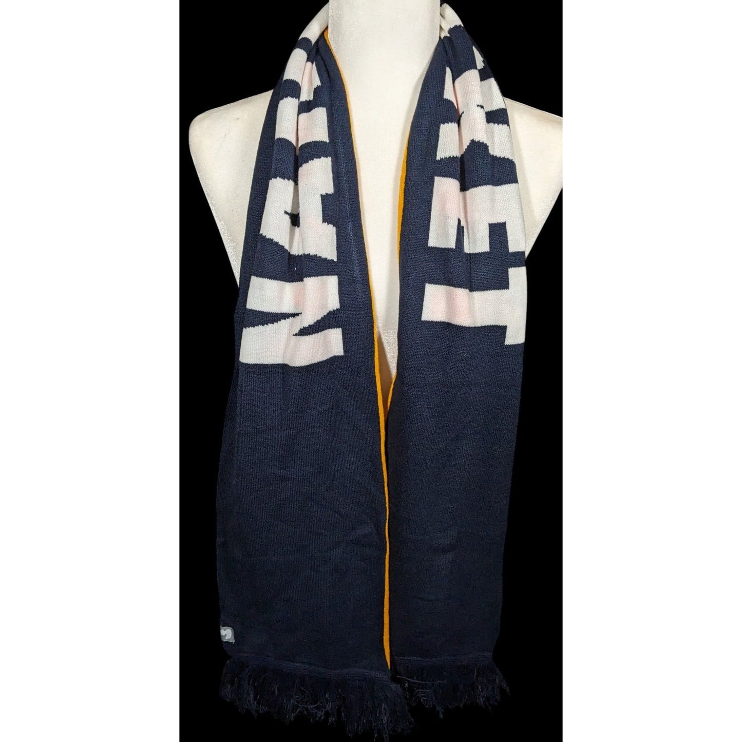 Town Pool Nantucket Navy And Striped Reversible Winter Scarf