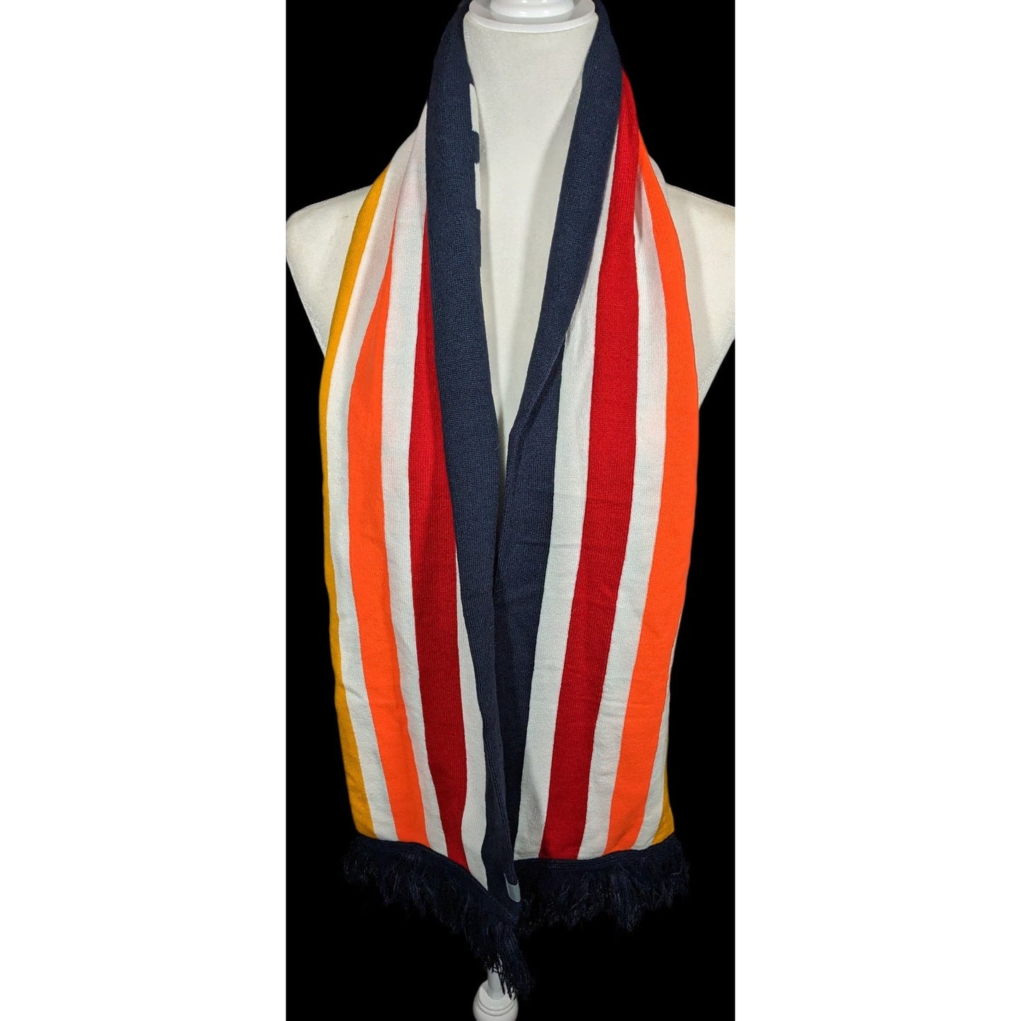 Town Pool Nantucket Navy And Striped Reversible Winter Scarf