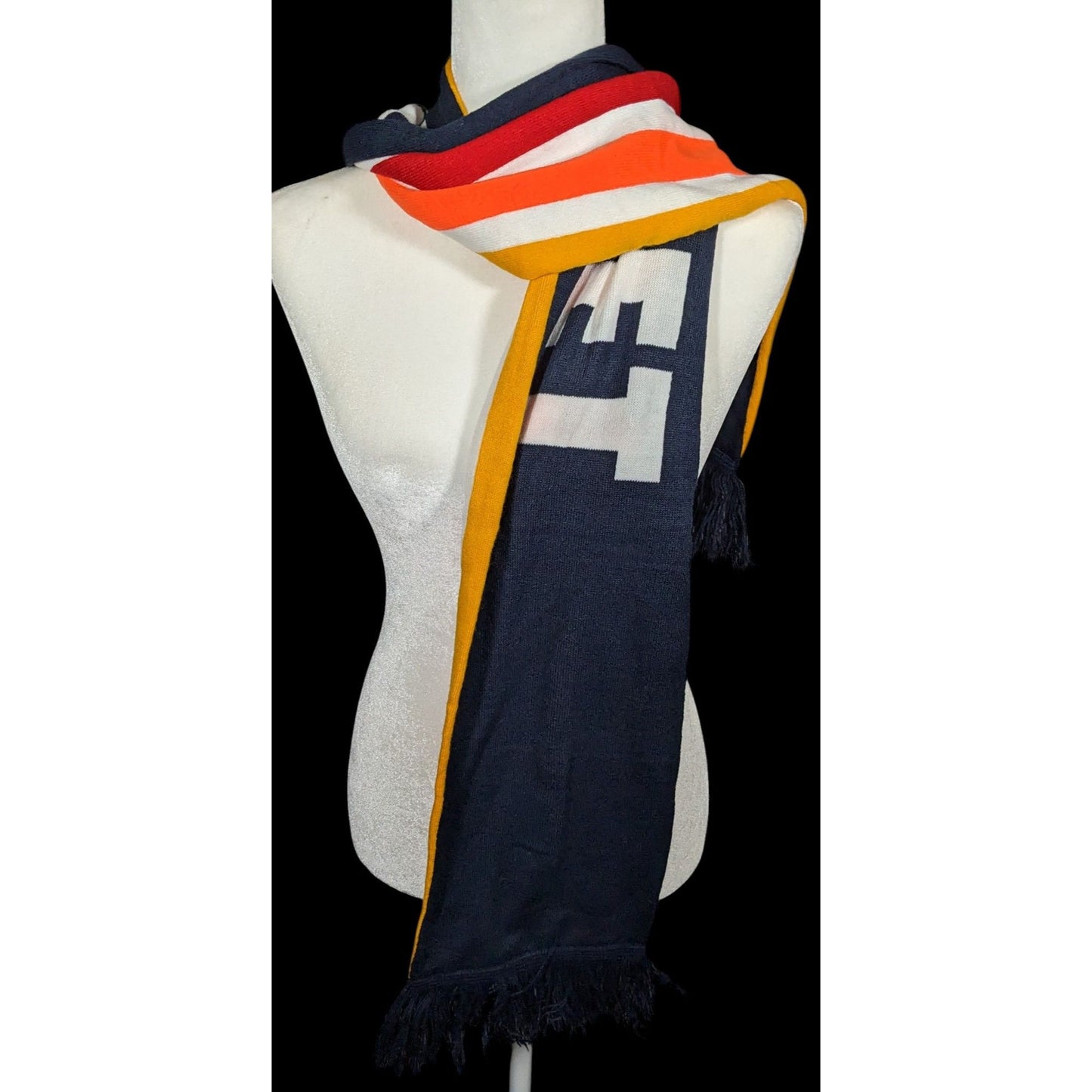 Town Pool Nantucket Navy And Striped Reversible Winter Scarf