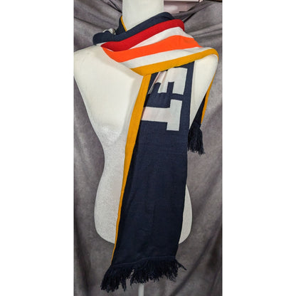 Town Pool Nantucket Navy And Striped Reversible Winter Scarf