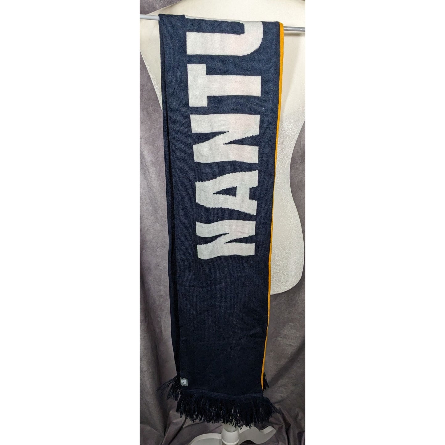 Town Pool Nantucket Navy And Striped Reversible Winter Scarf