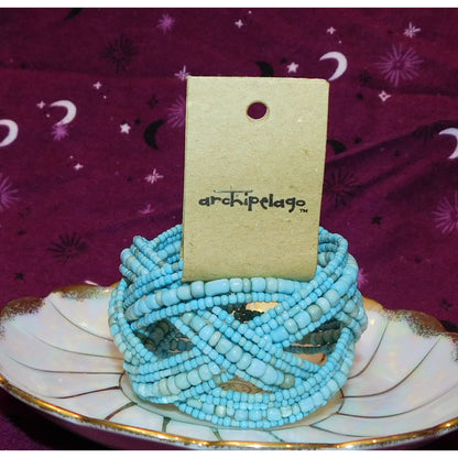 Archipelago Handmade Blue beaded Cuff Bracelet