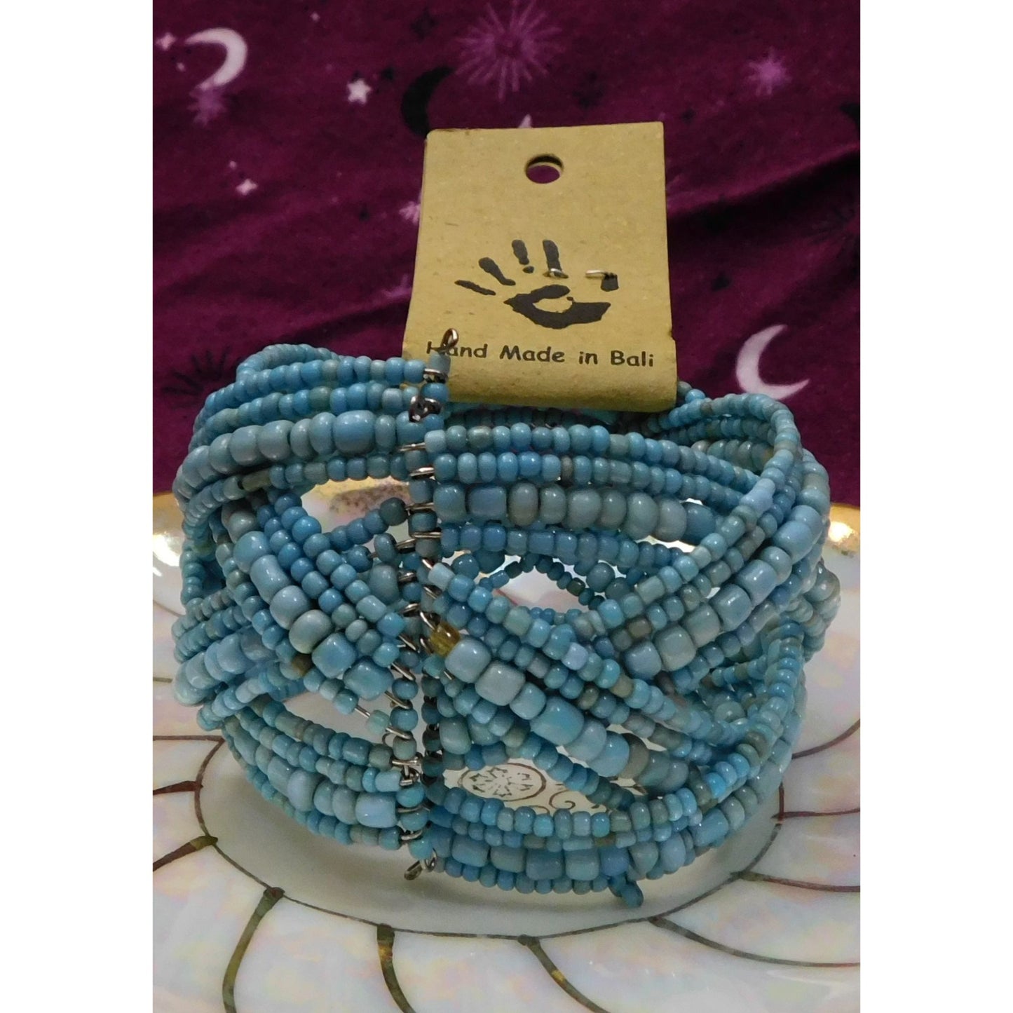 Archipelago Handmade Blue beaded Cuff Bracelet