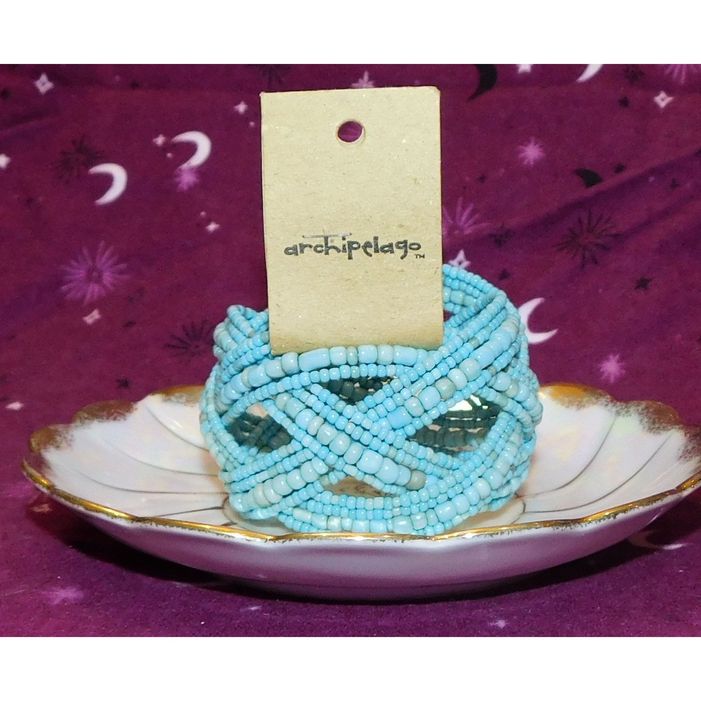 Archipelago Handmade Blue beaded Cuff Bracelet