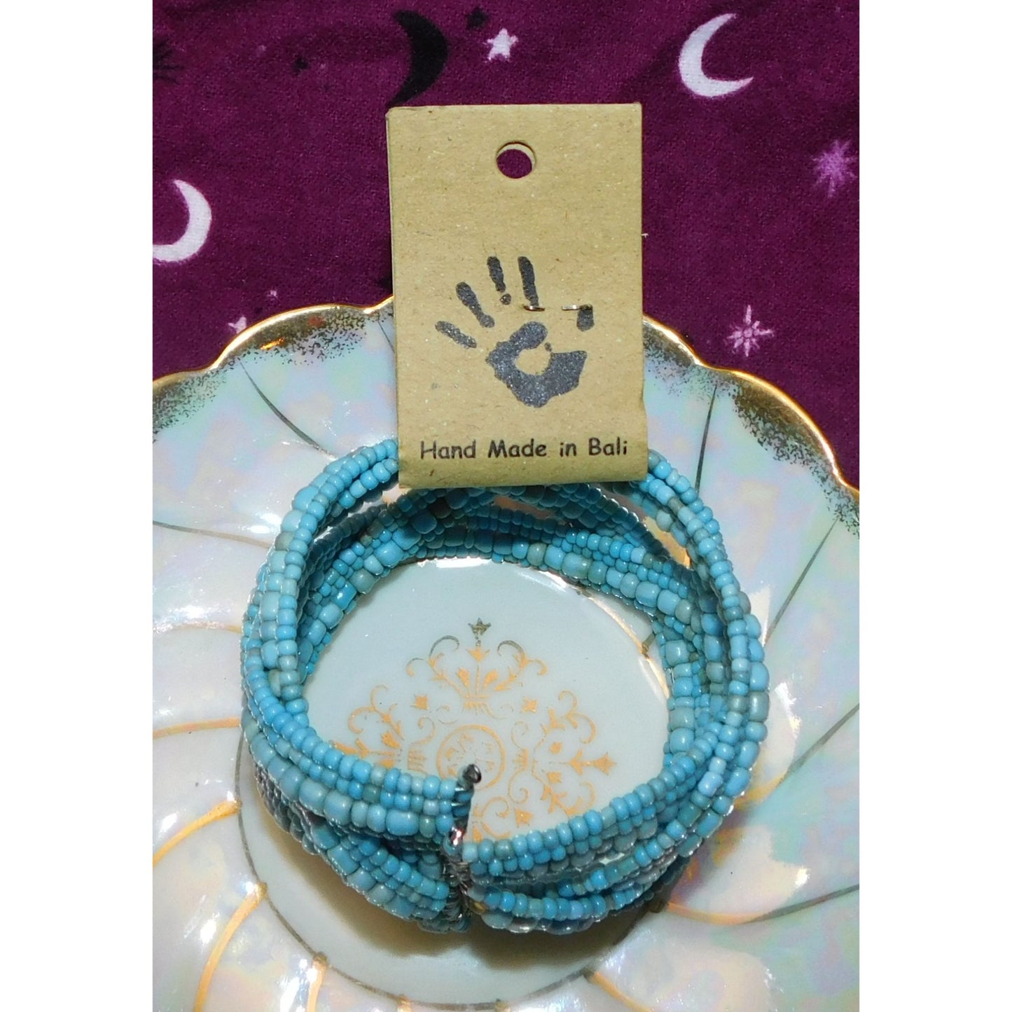 Archipelago Handmade Blue beaded Cuff Bracelet