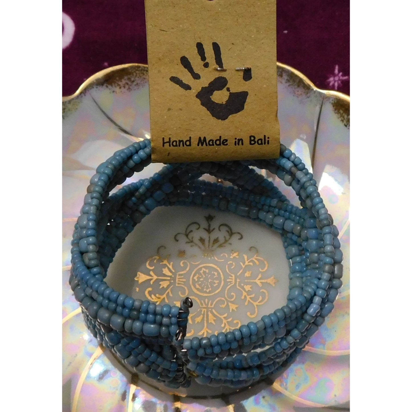 Archipelago Handmade Blue beaded Cuff Bracelet