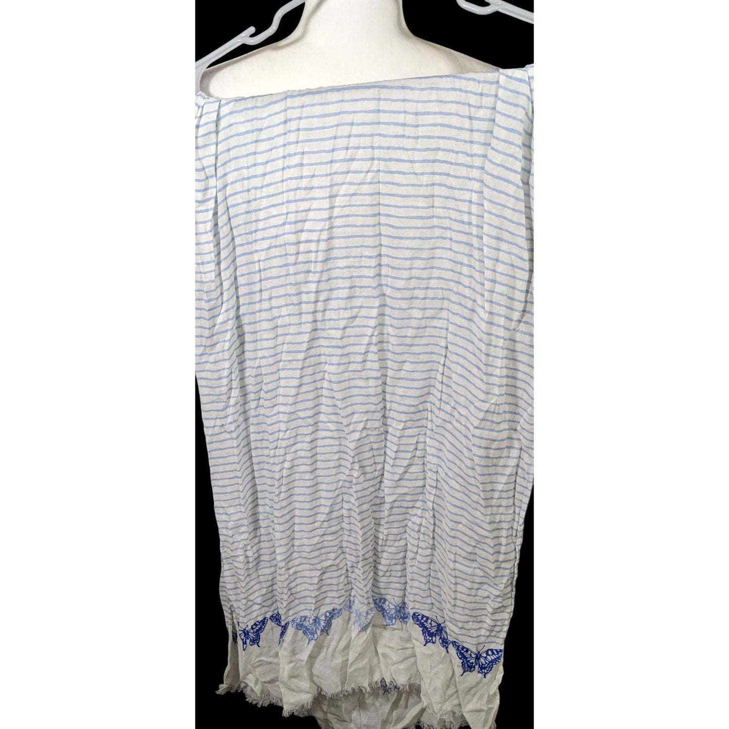 Whimsical Fairy Blue And White Striped Butterfly Scarf