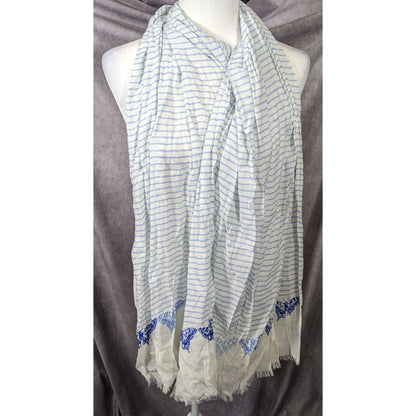 Whimsical Fairy Blue And White Striped Butterfly Scarf