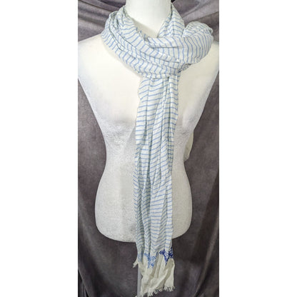 Whimsical Fairy Blue And White Striped Butterfly Scarf