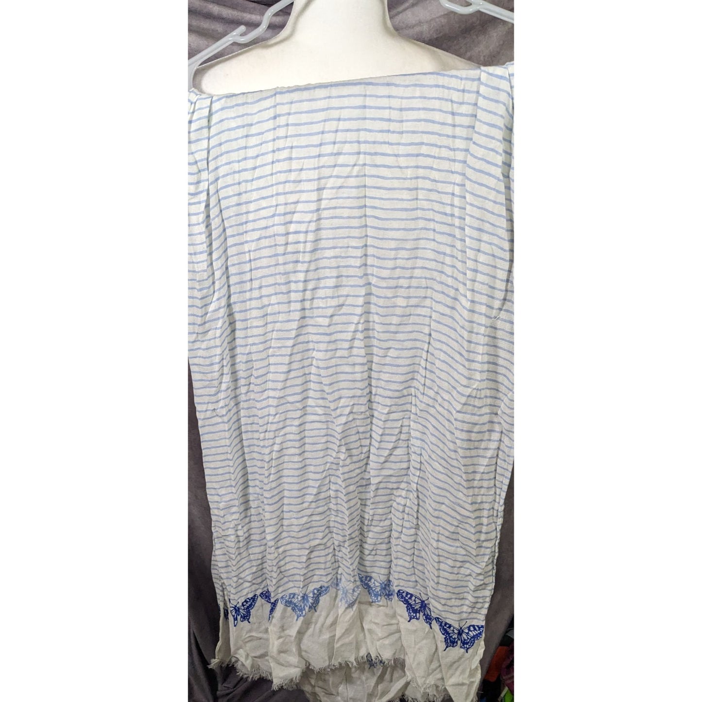 Whimsical Fairy Blue And White Striped Butterfly Scarf