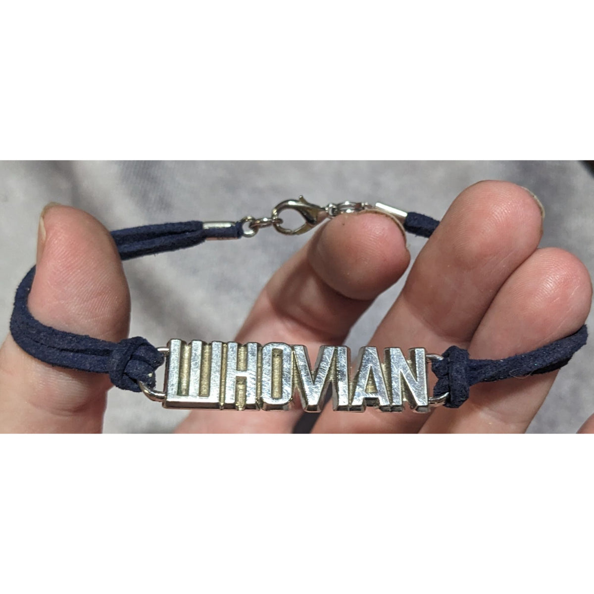 Y2K Geekcore Whovian Doctor Who Silver Tone Suede Cord Bracelet