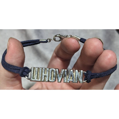 Y2K Geekcore Whovian Doctor Who Silver Tone Suede Cord Bracelet