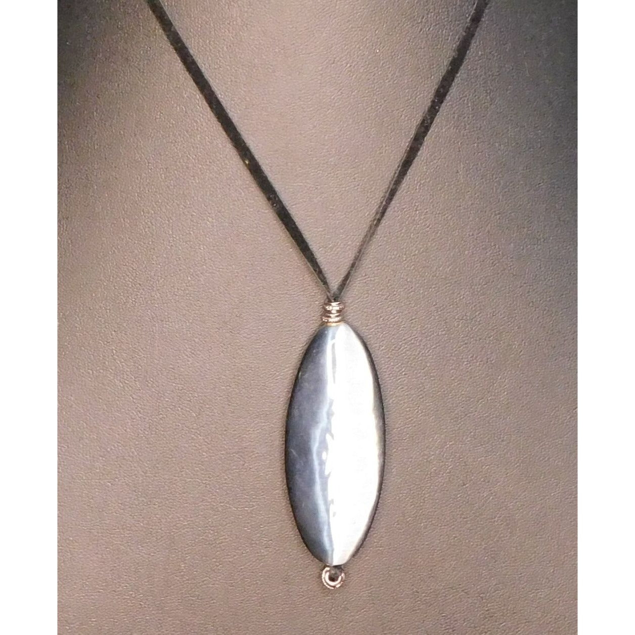 Silver Gothic Cat Eye Glass Pendant Necklace