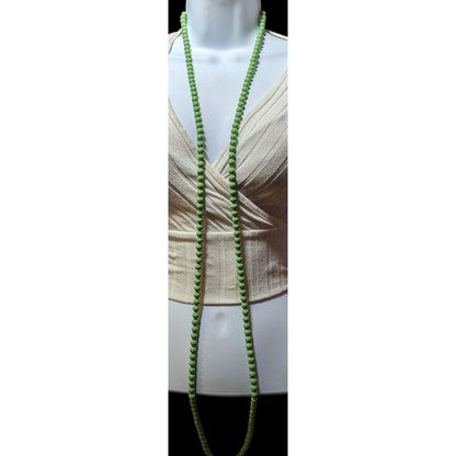 Vintage Pea Green Lightweight Beaded Opera Necklace