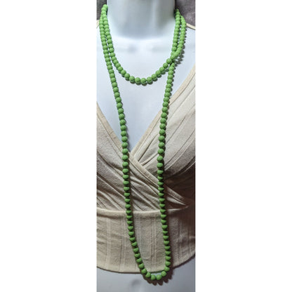 Vintage Pea Green Lightweight Beaded Opera Necklace