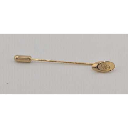 Vintage Cursive Letter J Engraved Gold Tone Stick Stick Pin