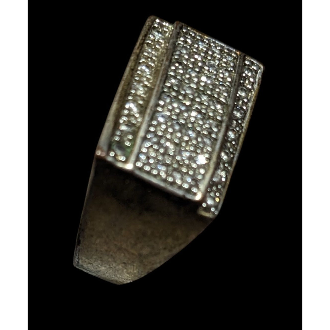 Men's Rectangular 14K Gold Plated Diamond Ring Size 11