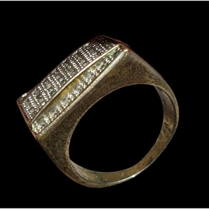 Men's Rectangular 14K Gold Plated Diamond Ring Size 11