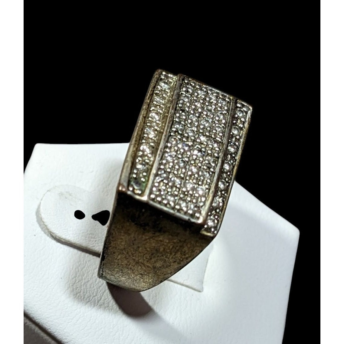 Men's Rectangular 14K Gold Plated Diamond Ring Size 11