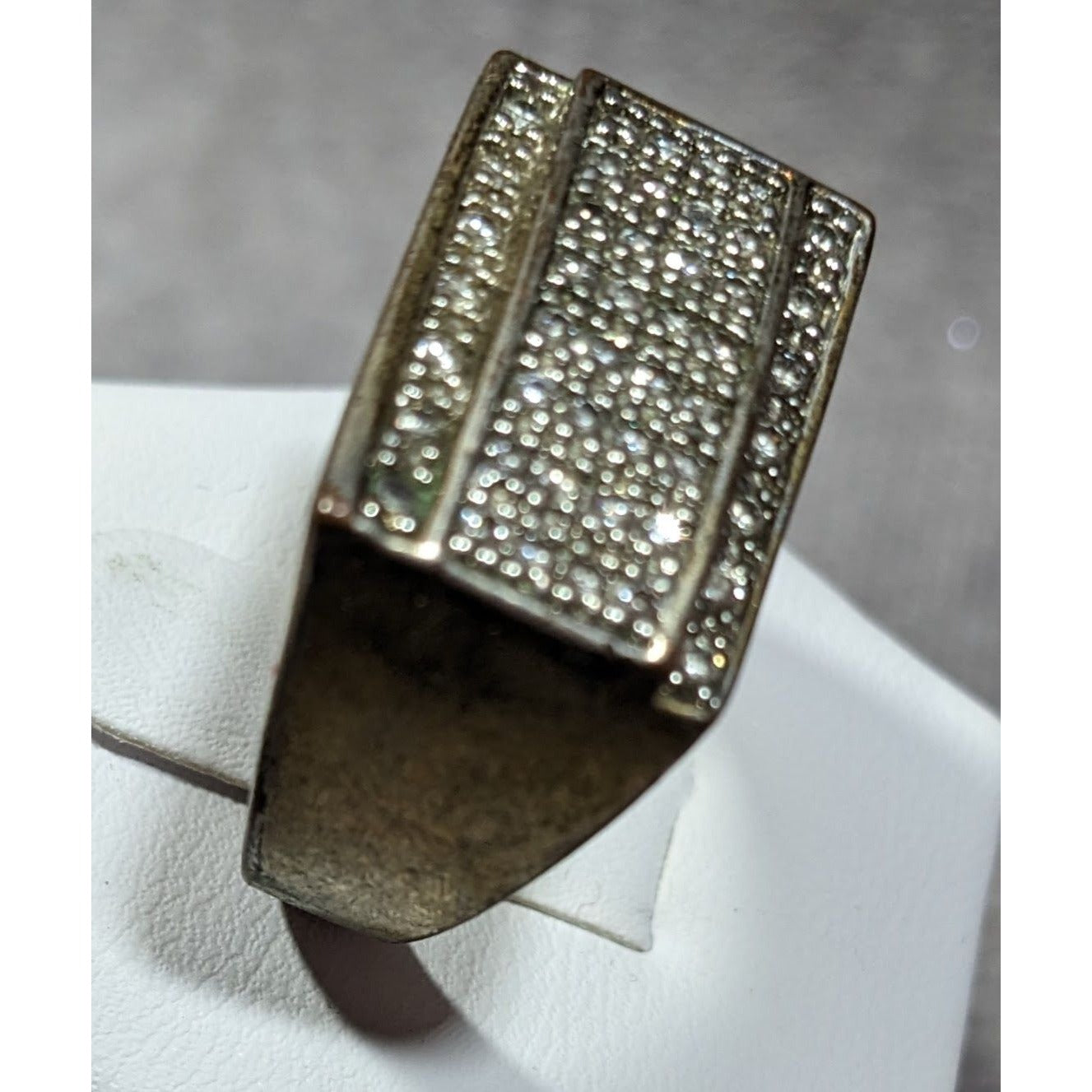 Men's Rectangular 14K Gold Plated Diamond Ring Size 11