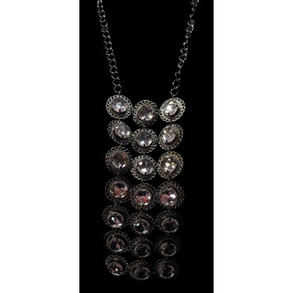 Elegant Glam Lightweight Gemmed Silver Tone Statement Necklace