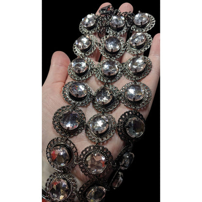 Elegant Glam Lightweight Gemmed Silver Tone Statement Necklace