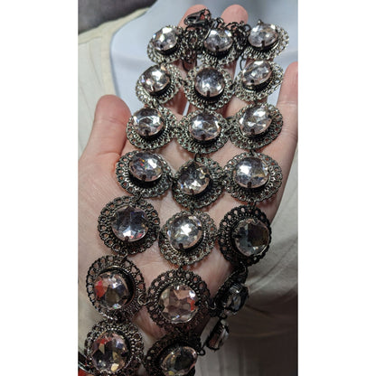 Elegant Glam Lightweight Gemmed Silver Tone Statement Necklace