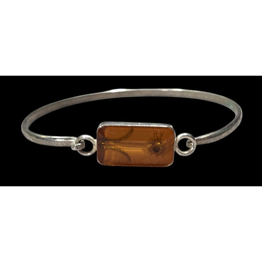 Vintage Pressed Encased Real Flower Bracelet