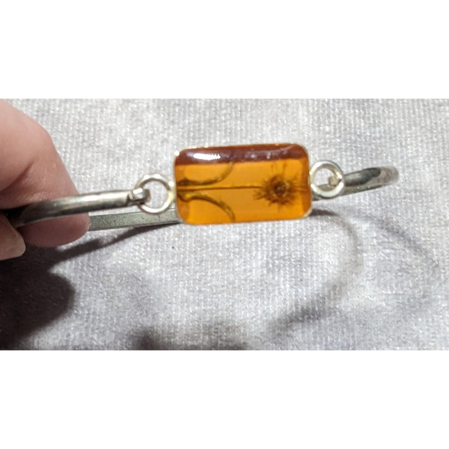 Vintage Pressed Encased Real Flower Bracelet