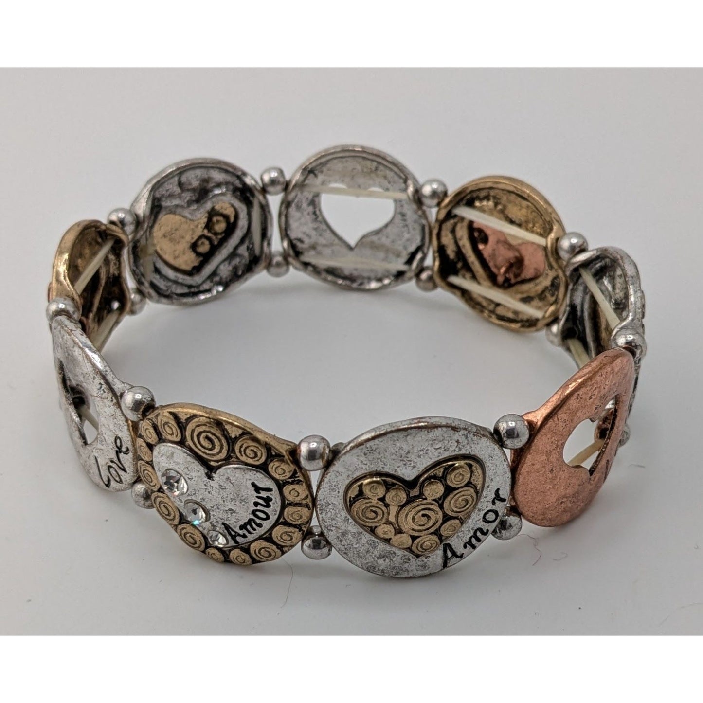 Rustic Love & Amour Multicolor Stretch Bracelet Heart
