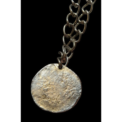 Artisan Engraved Brutalist Gold Medallion Necklace