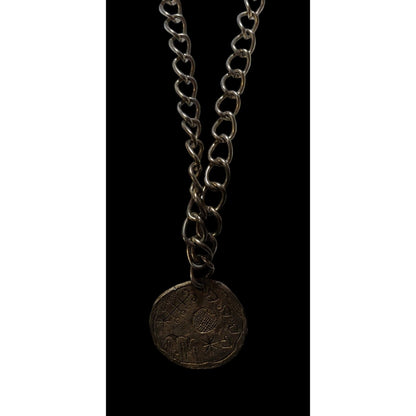 Artisan Engraved Brutalist Gold Medallion Necklace