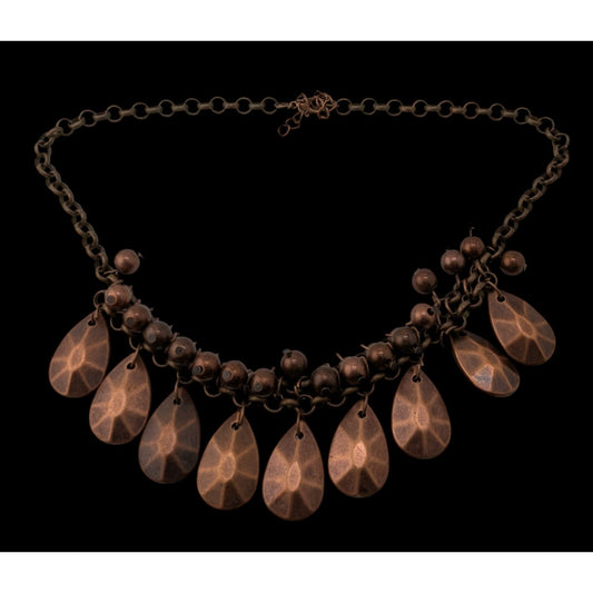 Paparazzi "La Diva Loca" Copper Tone Necklace With Teardrop Pendants & Beaded Accents\