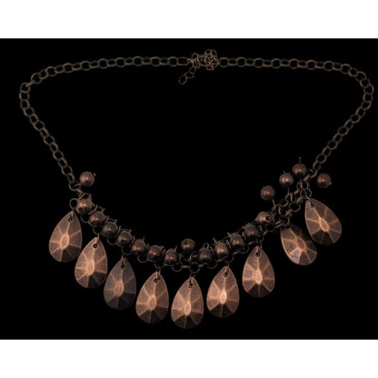 Paparazzi "La Diva Loca" Copper Tone Necklace With Teardrop Pendants & Beaded Accents\