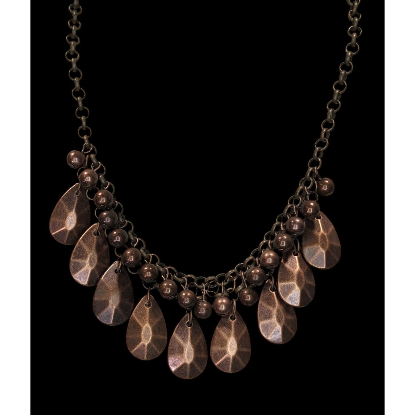 Paparazzi "La Diva Loca" Copper Tone Necklace With Teardrop Pendants & Beaded Accents\
