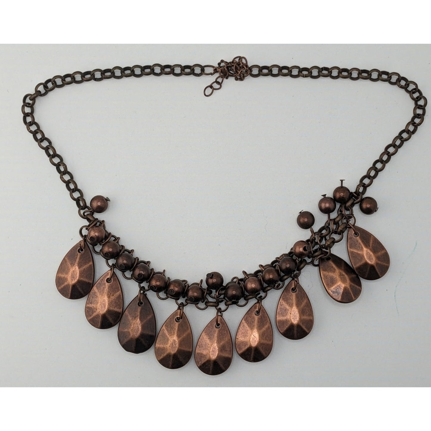 Paparazzi "La Diva Loca" Copper Tone Necklace With Teardrop Pendants & Beaded Accents\