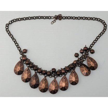 Paparazzi "La Diva Loca" Copper Tone Necklace With Teardrop Pendants & Beaded Accents\