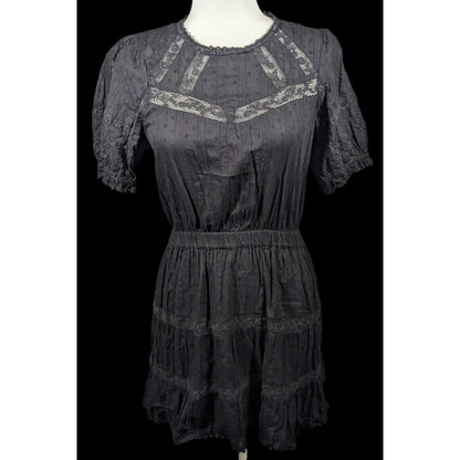 Zara Gothic Swiss Dot Dress With Floral Embroidery Size Small