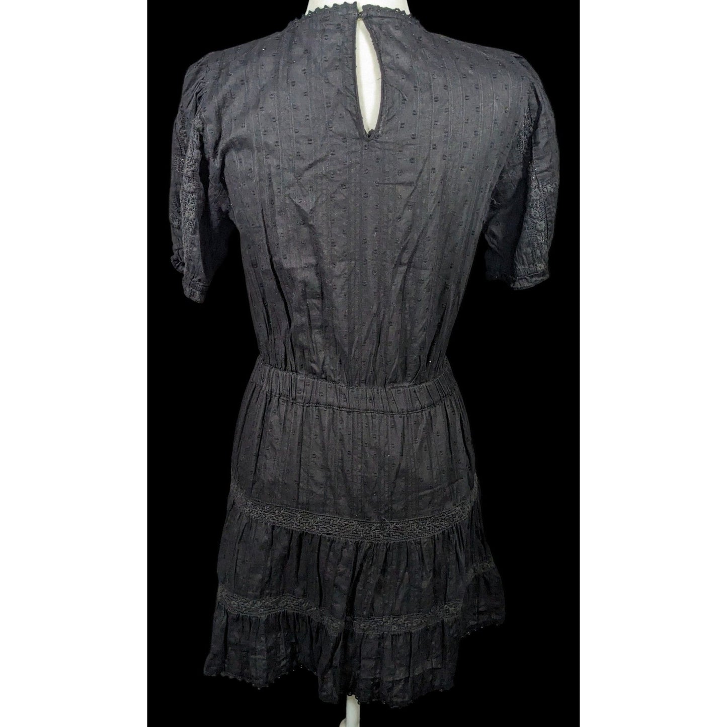 Zara Gothic Swiss Dot Dress With Floral Embroidery Size Small